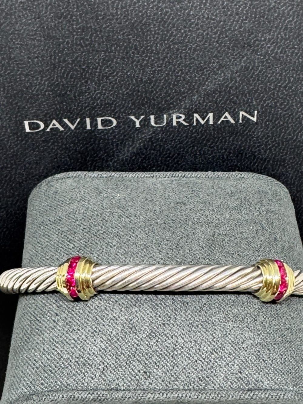 DAVID YURMAN Ruby Double Station Cable Classics Bracelet 14k / 925 5mm